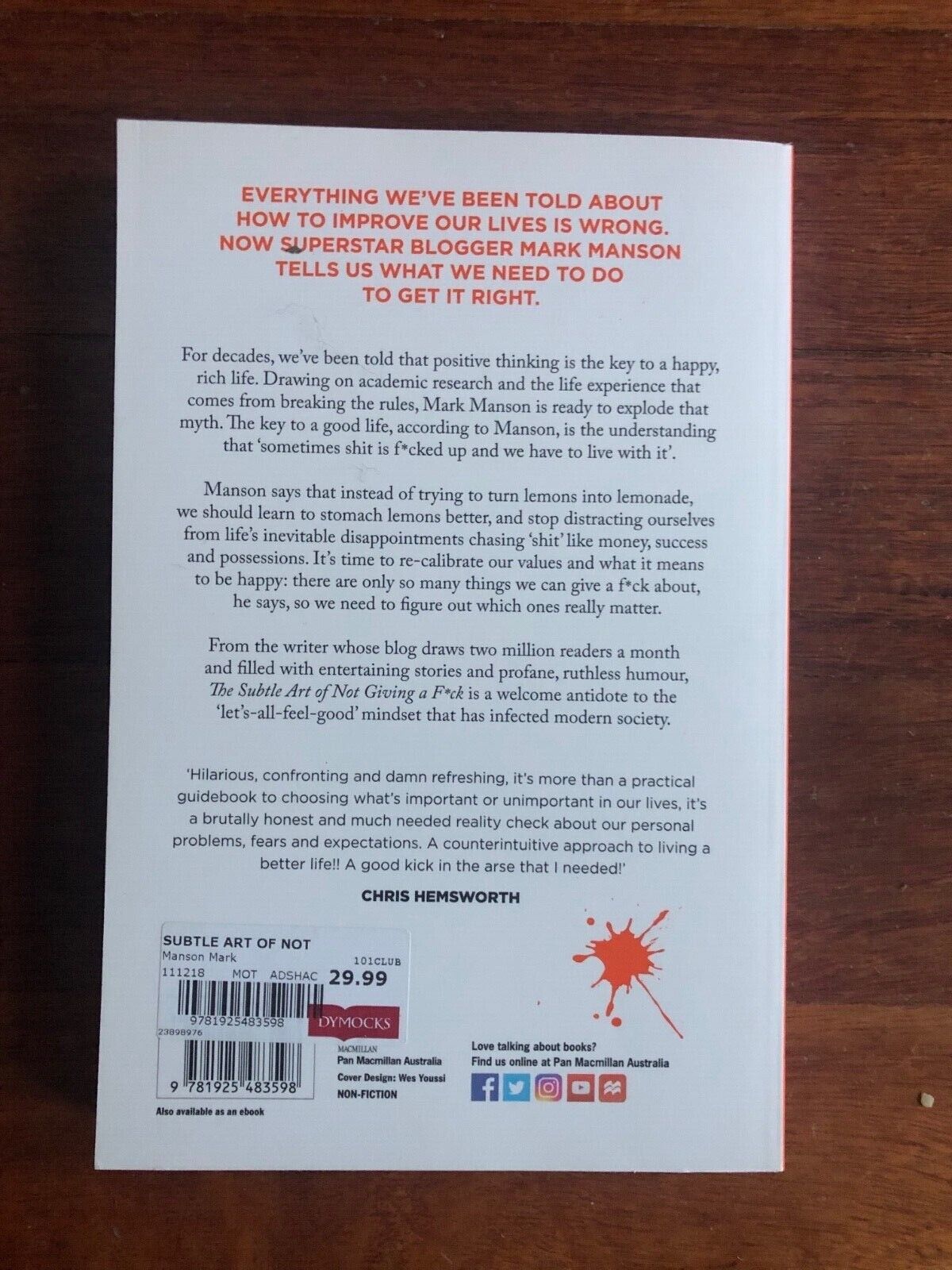 Picture of The Subtle Art of Not Giving a F*ck: A Counterintuitive Approach to Living a Good Life