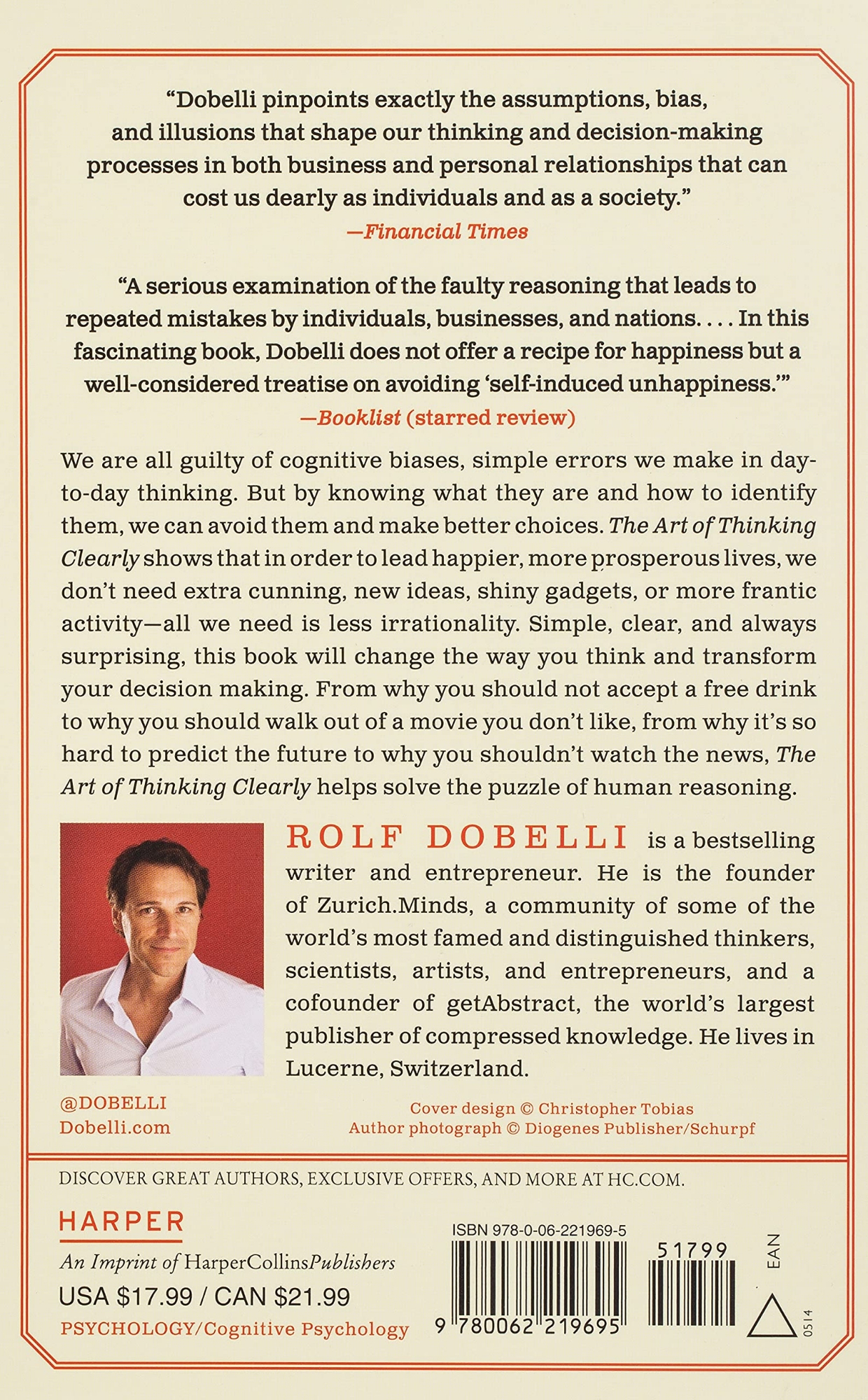 Picture of The Art of Thinking Clearly Book by Rolf Dobelli