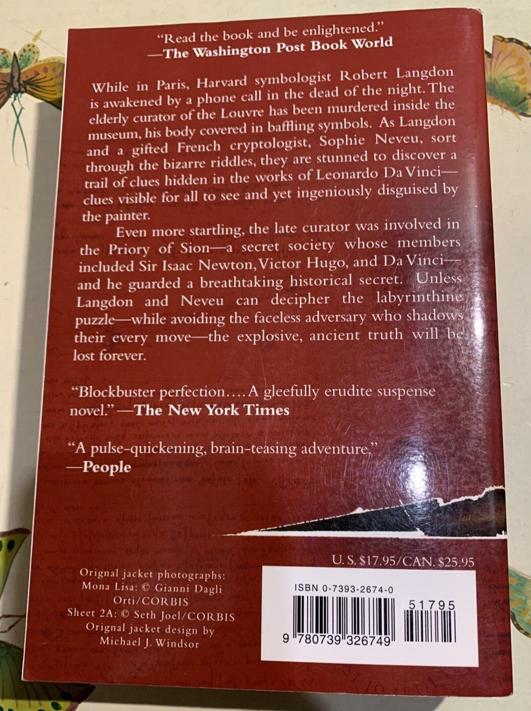 Picture of The Da Vinci Code Novel by Dan Brown