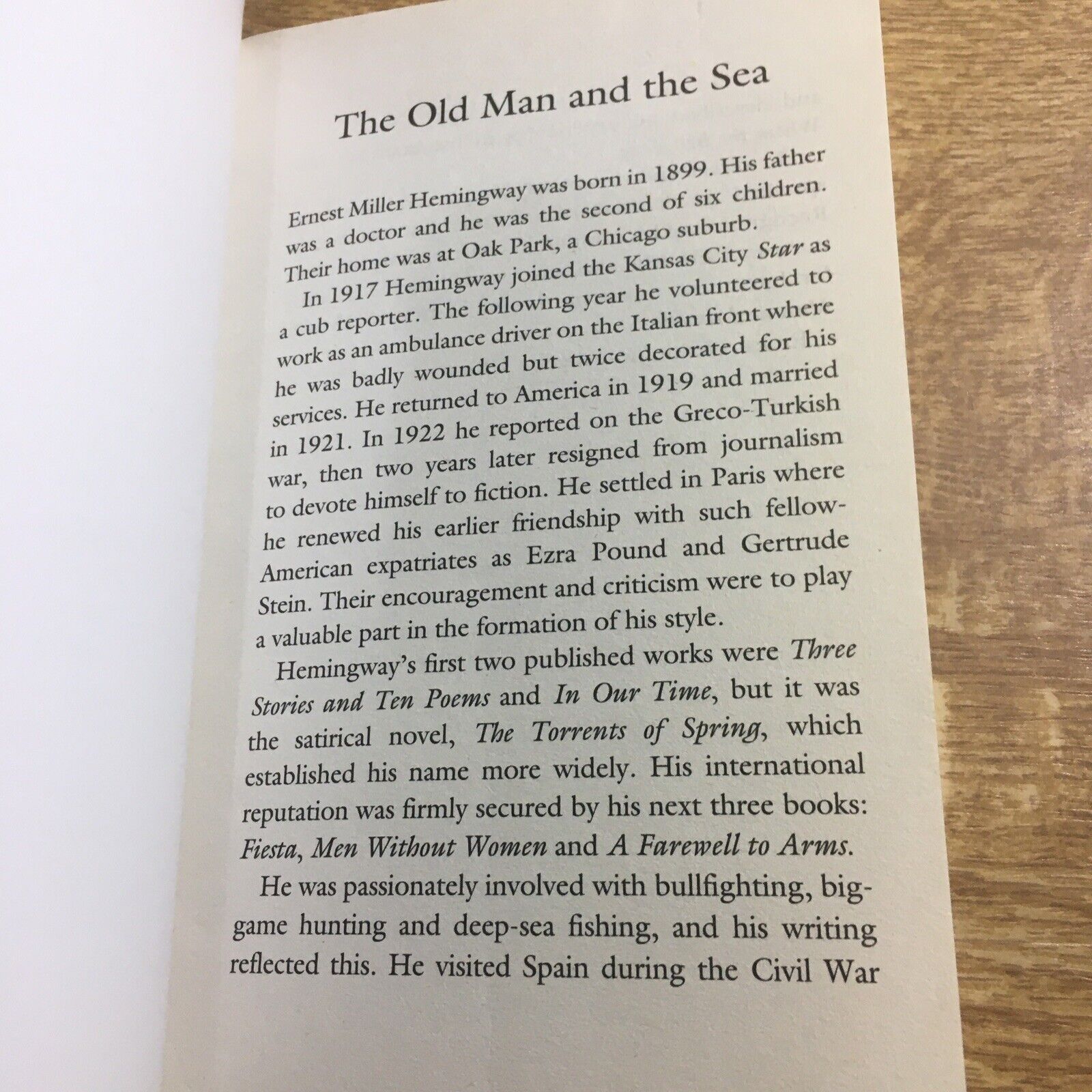 Picture of the old man and the sea book by Ernest Hemingway