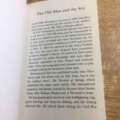 Picture of the old man and the sea book by Ernest Hemingway