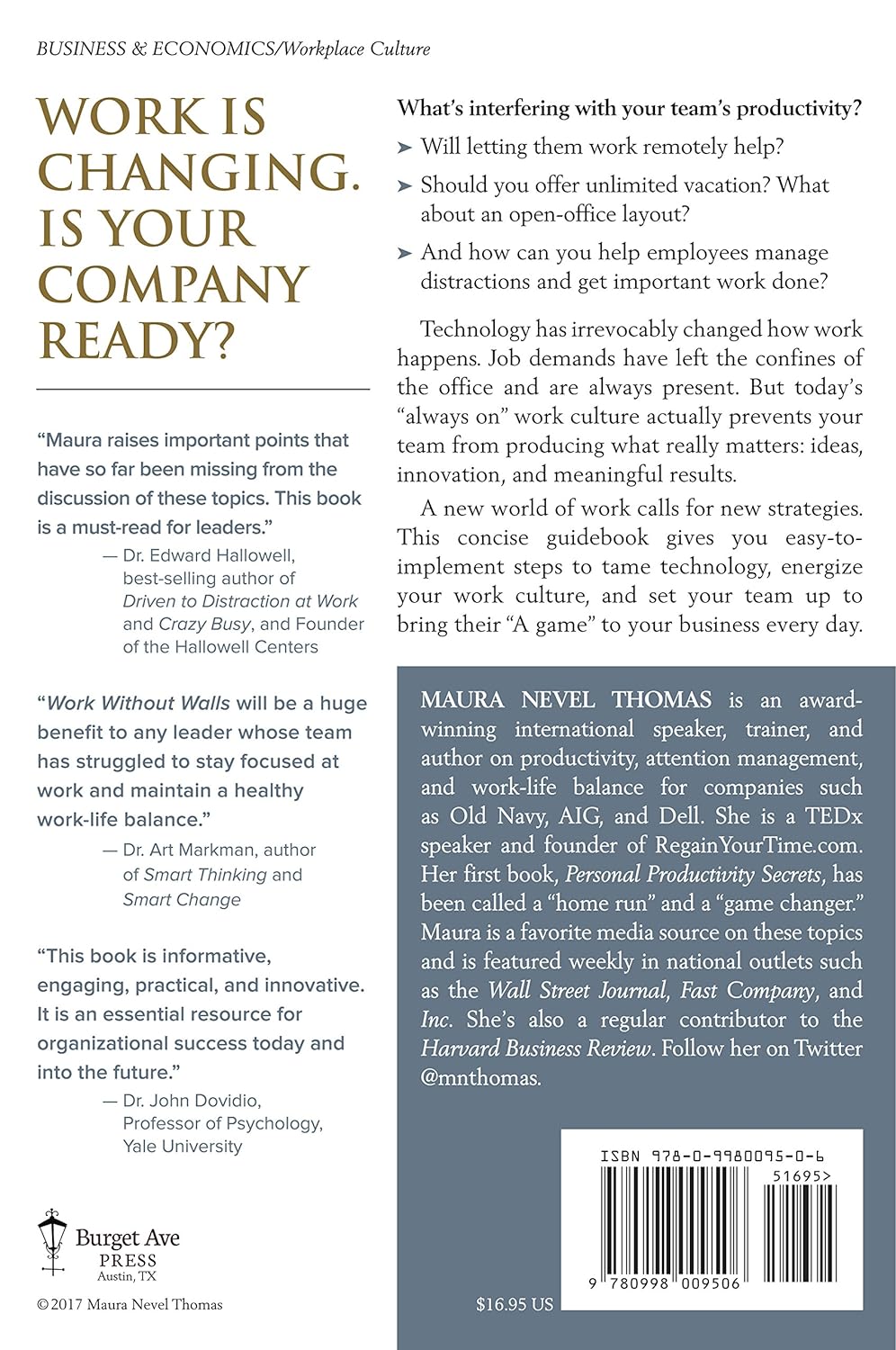 Picture of Work Without Walls: An Executive's Guide to Attention Management, Productivity, and the Future of Work by Maura Nevel Thomas (Paperback)