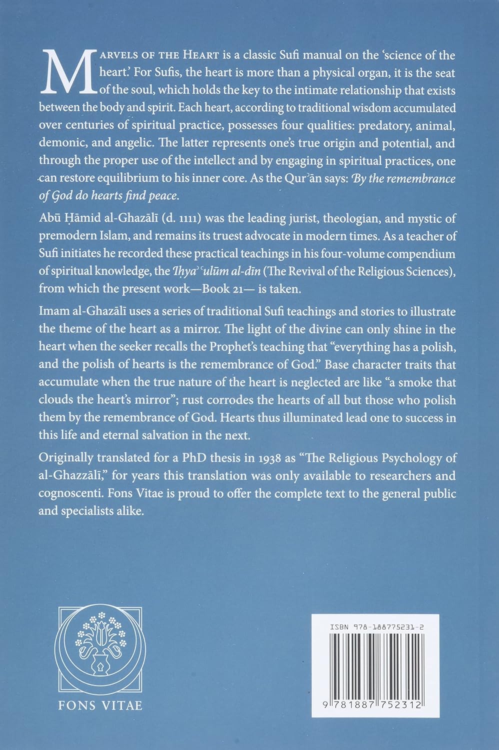 Picture of The Marvels of the Heart: Science of the Spirit (Ihya Ulum Al-Din/ The Revival of the Religious Sciences, 21) by Al-Ghazali (Paperback)