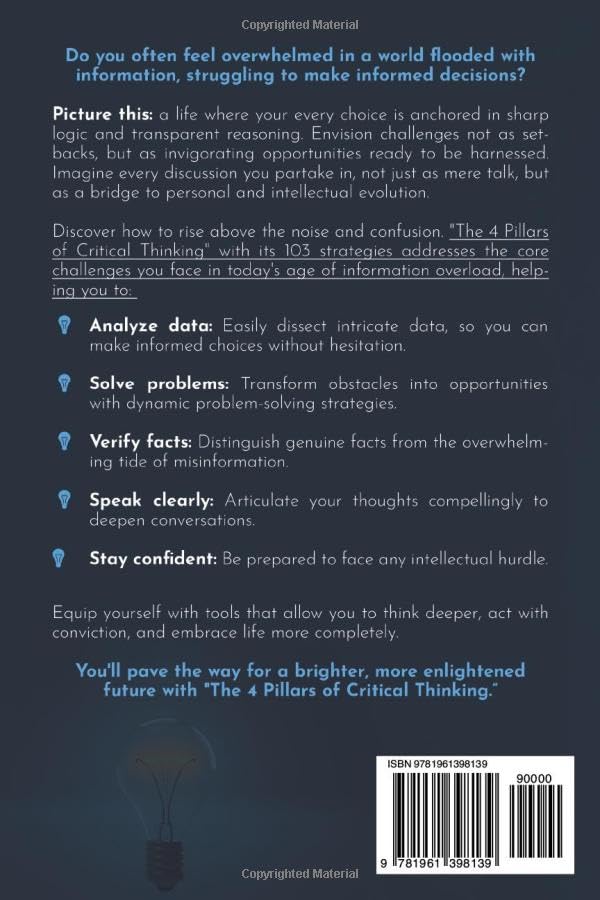Picture of The 4 Pillars of Critical Thinking: 103 Techniques & Hacks to Improve Your Work and Personal Life by Mastering Mental Skills. Analyze Situations Better and Reason Well by Detecting Logical Fallacies by Patrik Ian Meyer (Paperback)