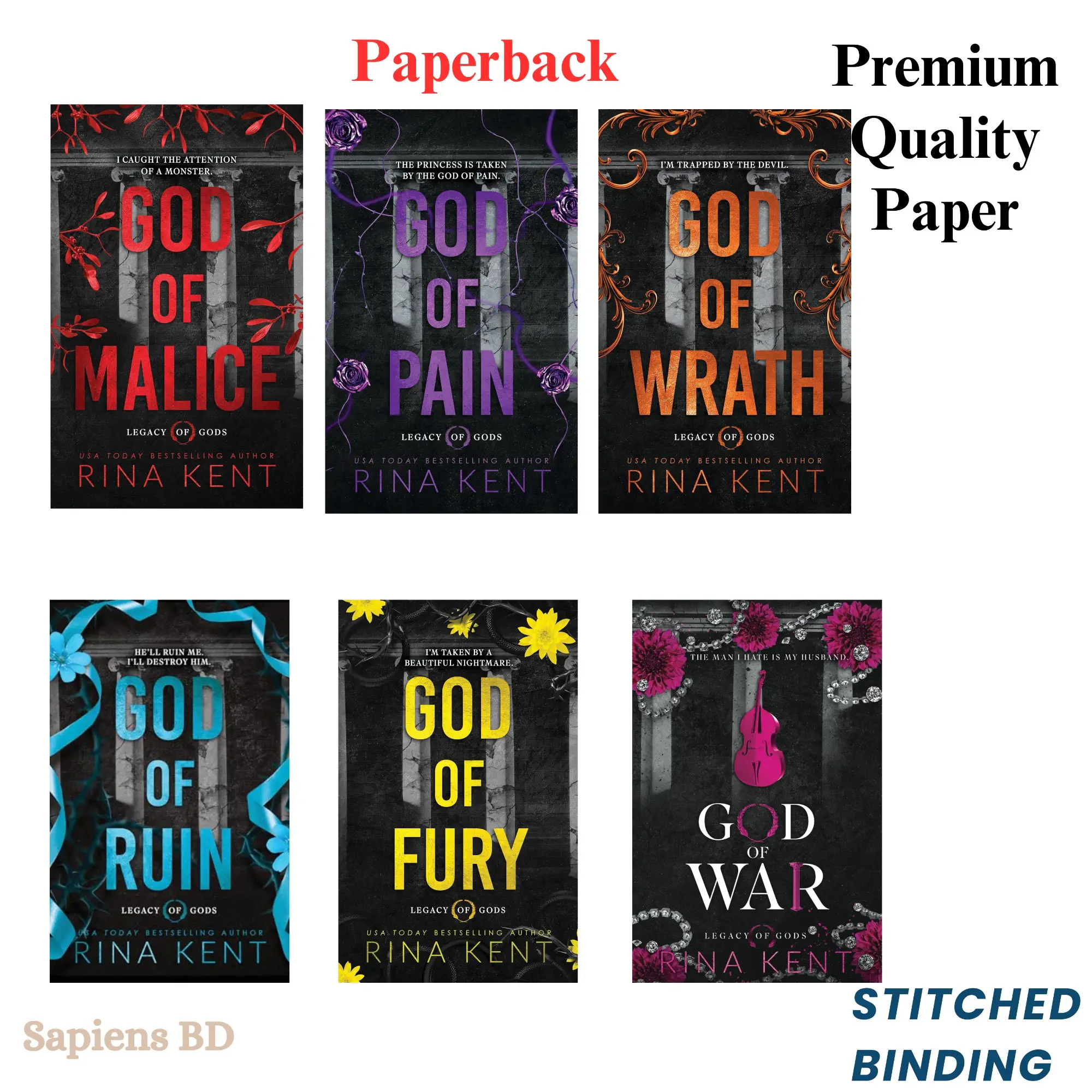 Rina Kent Legacy Of Gods Series 6 Book Set - Paperback Dark Romance Novels