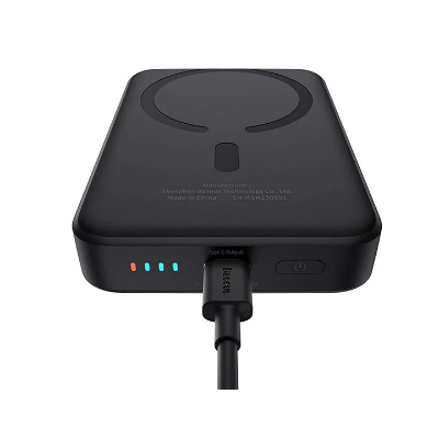 Picture of OS-Baseus Magnetic Mini Air  Wireless Fast Charge Power Bank 10000mAh 20W Cluster Black（With Simple  Charging Cable Type-C to Type-C (20V/3A) 30cm Black)