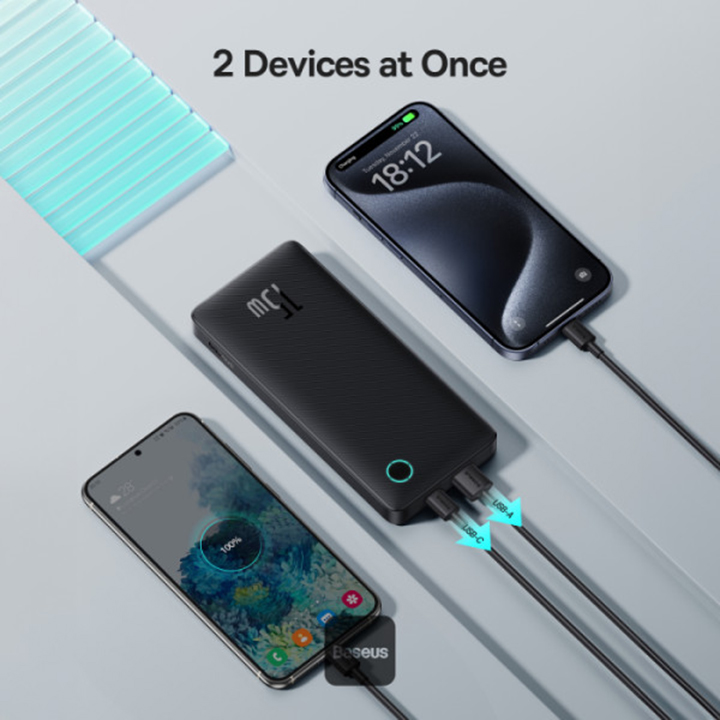 Picture of OS-Baseus Airpow Lite Power Bank 10000mAh 15W Cosmic Black (With Simple Series Data Cable USB to Type-C 30cm Black)