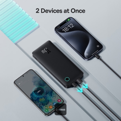 Picture of OS-Baseus Airpow Lite Power Bank 10000mAh 15W Cosmic Black (With Simple Series Data Cable USB to Type-C 30cm Black)