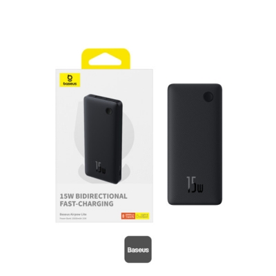 Picture of OS-Baseus Airpow Lite Power Bank 10000mAh 15W Cosmic Black (With Simple Series Data Cable USB to Type-C 30cm Black)