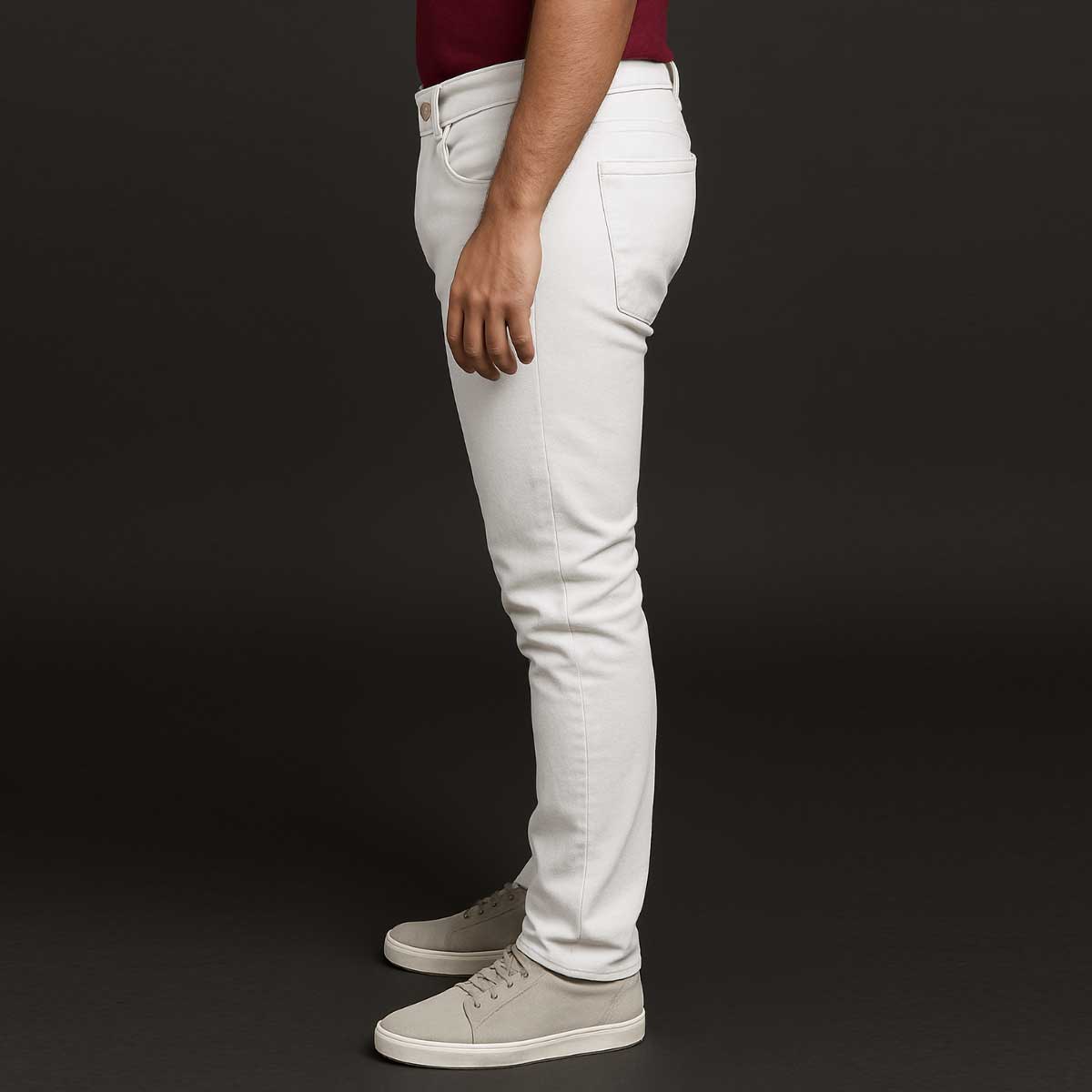 Picture of White denim pant for men new collection 2025 | Export quality jeans pant for men white | white colour denim pant for men | Big size white pant for men