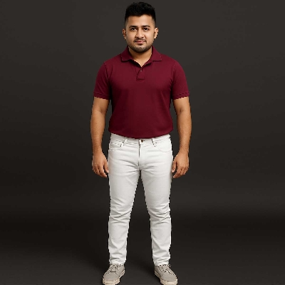Picture of White denim pant for men new collection 2025 | Export quality jeans pant for men white | white colour denim pant for men | Big size white pant for men