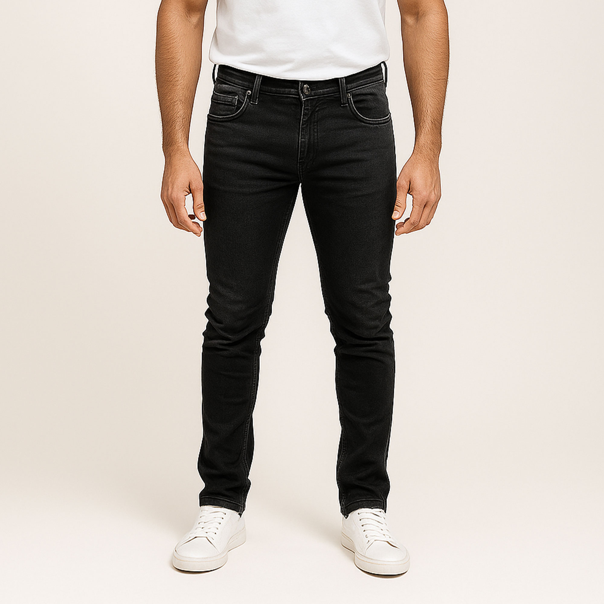 Picture of Export quality black pant for men new collection 2025 | Stretch jeans pant for men black color - Denim pant for men