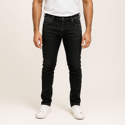 Picture of Export quality black pant for men new collection 2025 | Stretch jeans pant for men black color - Denim pant for men