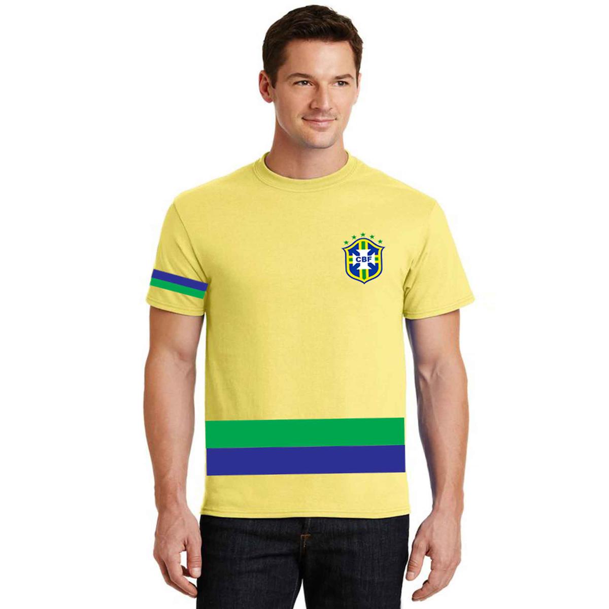 Picture of Tshirt for men yellow colour | Brazil jersey 2025 world cup official brand | Brazil tshirt 2025 world cup | Tshirt for men brazil | Yellow tshirt for men | Cotton tshirt for men | Brazil fan tshirt collection