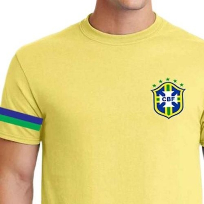 Picture of Tshirt for men yellow colour | Brazil jersey 2025 world cup official brand | Brazil tshirt 2025 world cup | Tshirt for men brazil | Yellow tshirt for men | Cotton tshirt for men | Brazil fan tshirt collection
