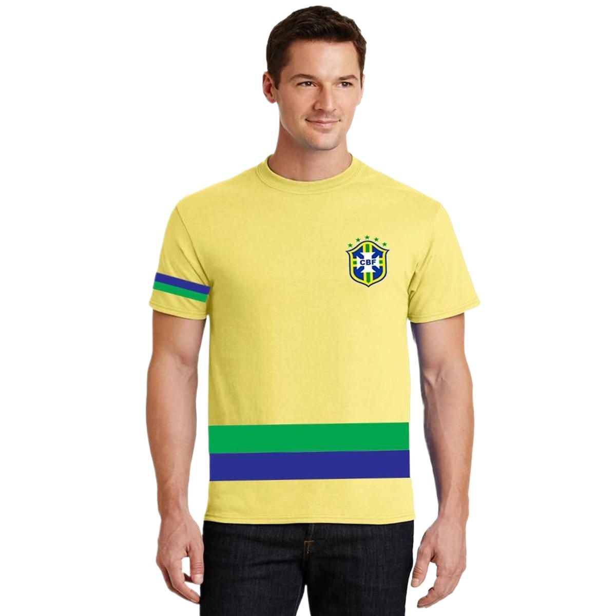 Picture of Tshirt for men yellow colour | Brazil jersey 2025 world cup official brand | Brazil tshirt 2025 world cup | Tshirt for men brazil | Yellow tshirt for men | Cotton tshirt for men | Brazil fan tshirt collection
