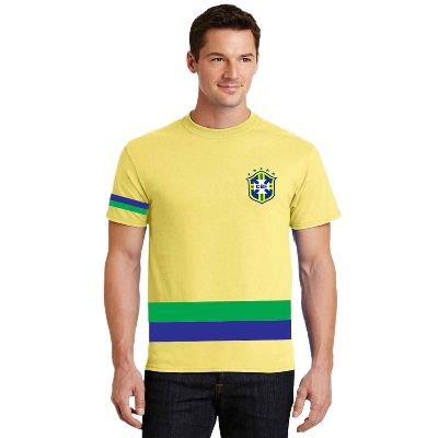 Picture of Tshirt for men yellow colour | Brazil jersey 2025 world cup official brand | Brazil tshirt 2025 world cup | Tshirt for men brazil | Yellow tshirt for men | Cotton tshirt for men | Brazil fan tshirt collection