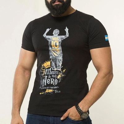 Picture of Black tshirt for men new collection 2025 | Cotton tshirt for men black | Argentina fan tshirt for men | Messi tshirt for men