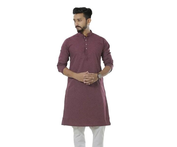 Picture of Rosy Brown Cotton Panjabi For Men