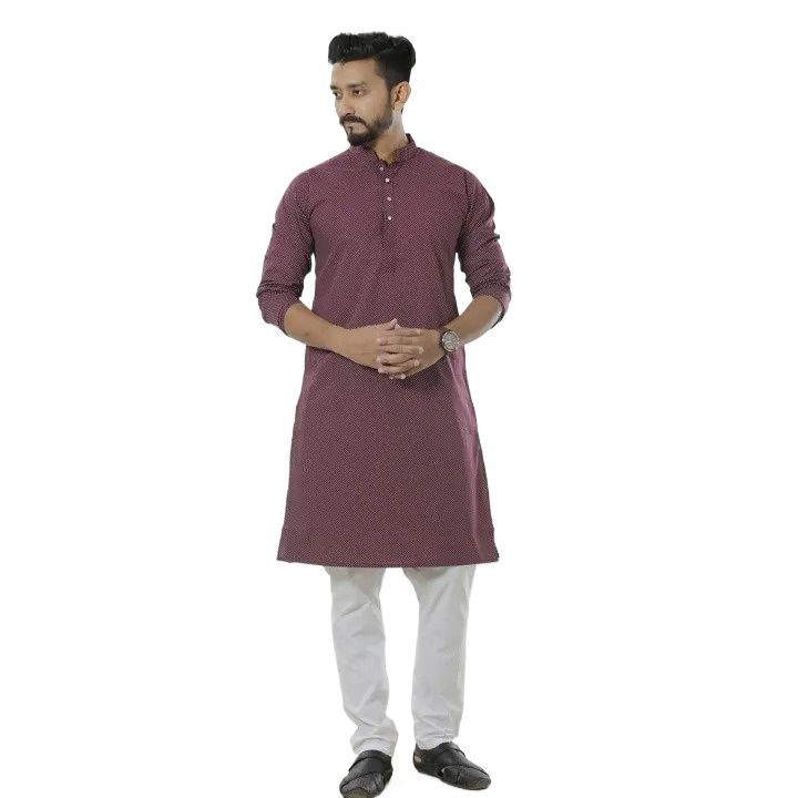 Picture of Rosy Brown Cotton Panjabi For Men