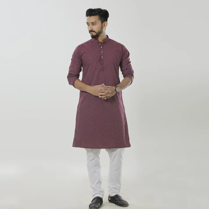 Picture of Rosy Brown Cotton Panjabi For Men