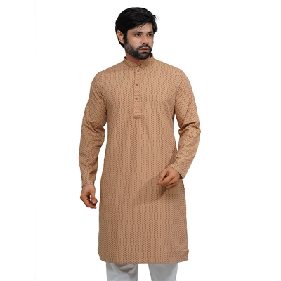 Picture of Panjabi for men cotton cream | Premium panjabi for men new collection 2024 | Panjabi for men new collection 2024 stylist