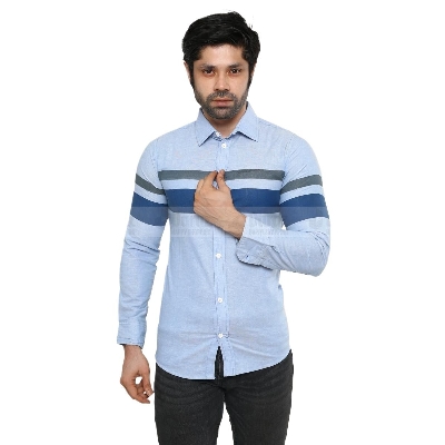 Picture of Sky blue shirt for men new 2024 brand stylish | Export quality shirt for men sky blue colour | Printed shirt for men blue colour