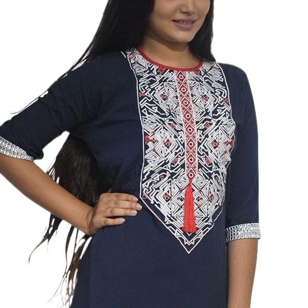 Picture of Women dresses new collection 2024 | Women dresses kurti blue color | Women dresses tops blue