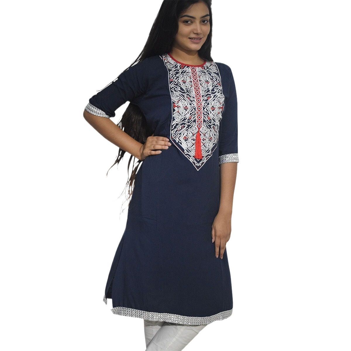 Picture of Women dresses new collection 2024 | Women dresses kurti blue color | Women dresses tops blue