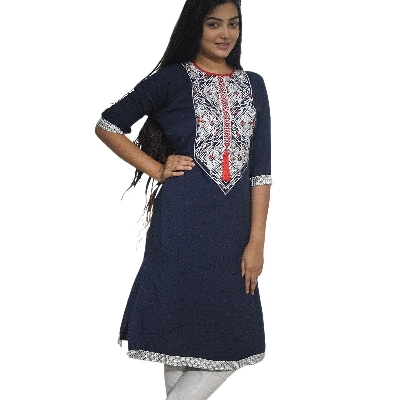 Picture of Women dresses new collection 2024 | Women dresses kurti blue color | Women dresses tops blue