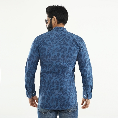 Picture of Royal Blue Cotton Casual Long Sleeve Shirt For Men