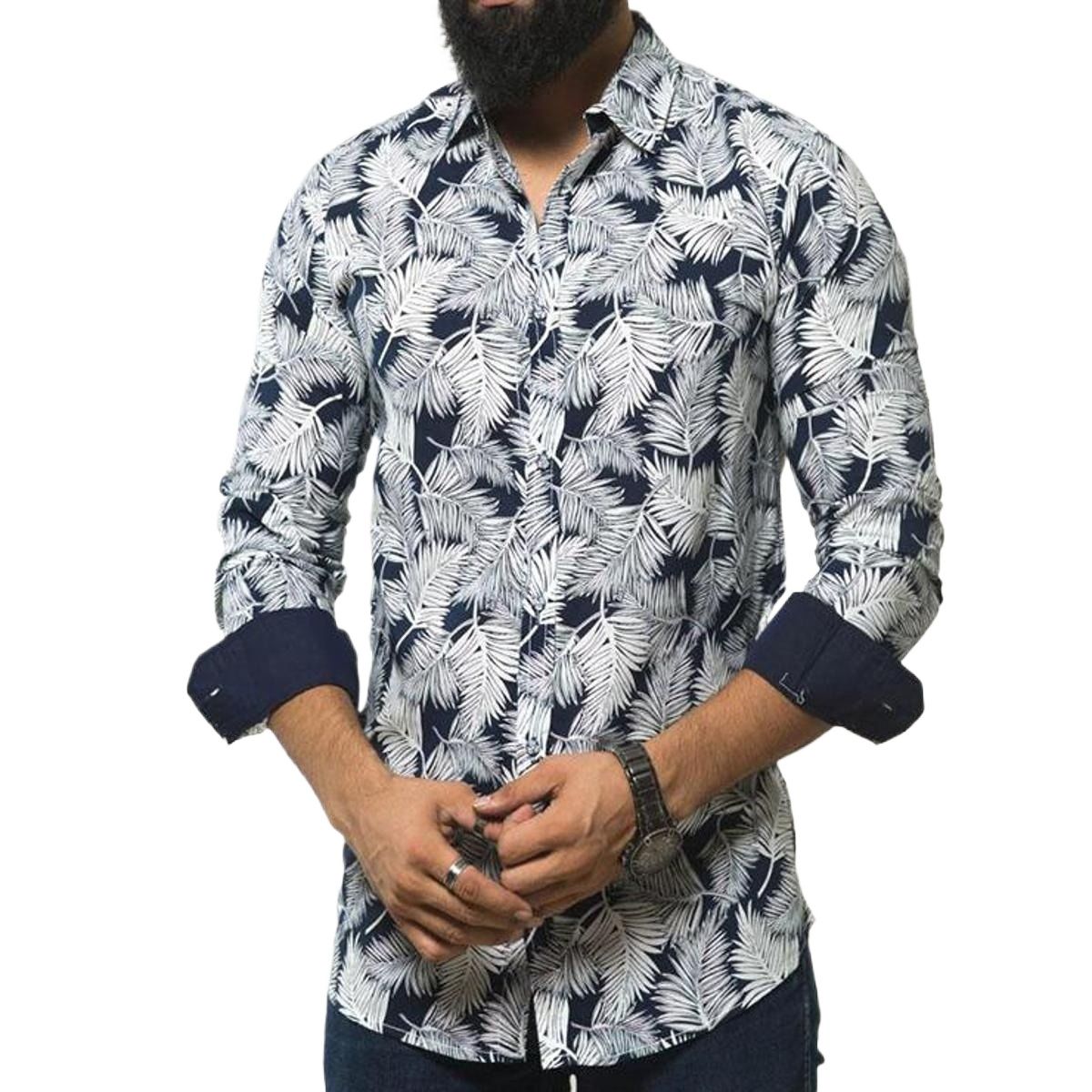 Picture of Printed shirt for men brand | Blue shirt for men new 2024 brand stylish | Shirt for men new 2024 brand