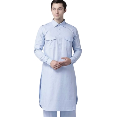 Picture of Kabli panjabi full set for men new collection 2024 | Kabli panjabi full set light ash | Panjabi for men kabli style