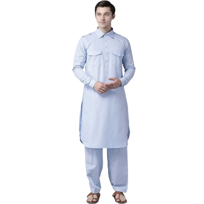 Picture of Kabli panjabi full set for men new collection 2024 | Kabli panjabi full set light ash | Panjabi for men kabli style