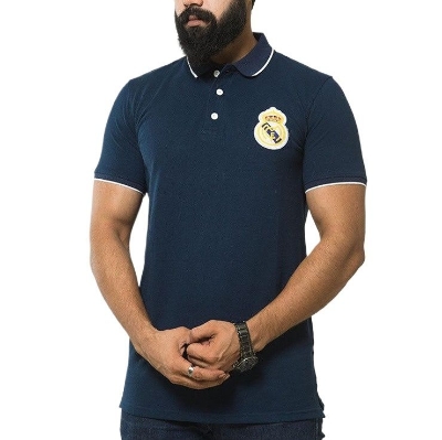 Picture of Navy blue colour polo t shirt for men | Premium polo t shirt for men new 2024 brand | Real Madrid supporter polo tshirt
