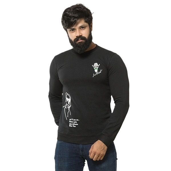 Picture of Black sweatshirt for men | Sweatshirt for men black | Sweatshirt for men korean | Sweatshirt for men without hood