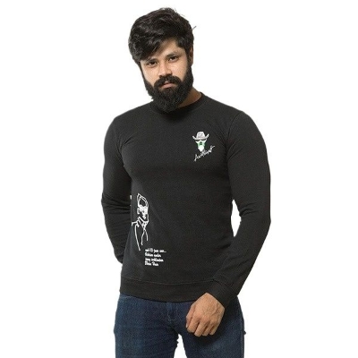 Picture of Black sweatshirt for men | Sweatshirt for men black | Sweatshirt for men korean | Sweatshirt for men without hood