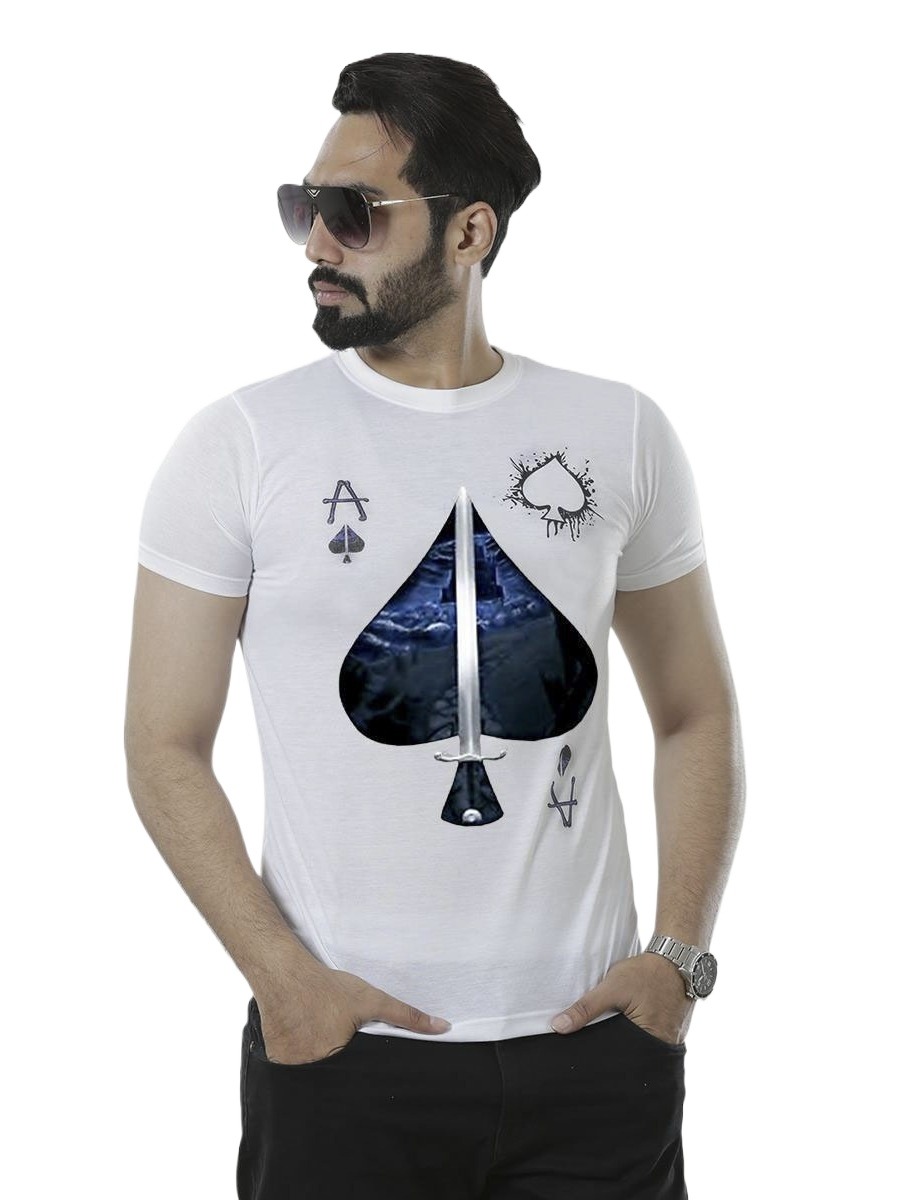 Picture of Printed white tshirt for men new 2024 brand stylish | 100% cotton t shirt for men high quality white | Export quality t shirt for men white