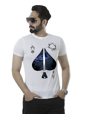 Picture of Printed white tshirt for men new 2024 brand stylish | 100% cotton t shirt for men high quality white | Export quality t shirt for men white