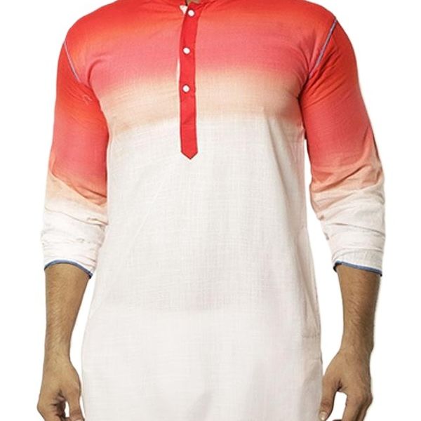 Picture of Cotton panjabi for men 2024 | Gaye holud panjabi collection for men | Red and white panjabi for men new collection 2024 brand