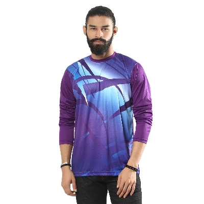 Picture of Navy blue tshirt for men new collection 2024 | Full sleeve tshirt for men blue | All over printed tshirt for men