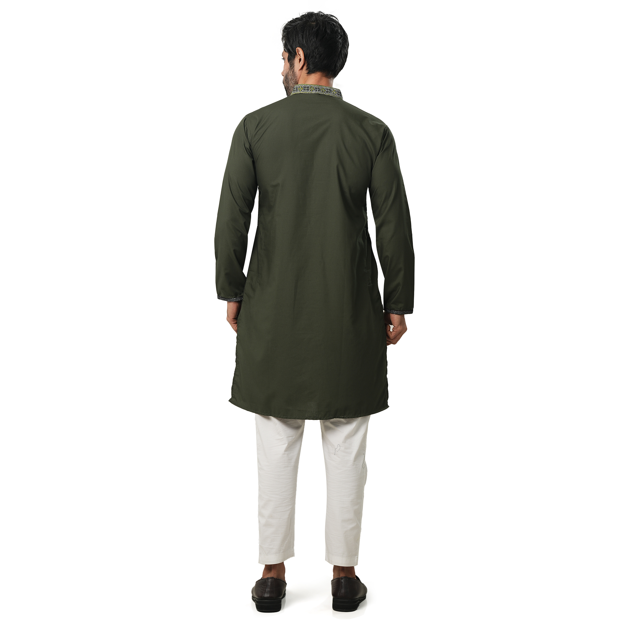 Picture of Panjabi for men cotton olive | premium panjabi for men new collection 2024 | Olive panjabi for men new collection 2024 stylist | panjabi for men new collection 2024 brand