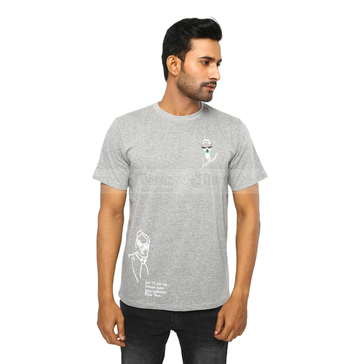 Picture of Half sleeve gray tshirt for men new collection 2024 stylist | Soft cotton tshirt for men export quality | Gray tshirt for men full sleeve