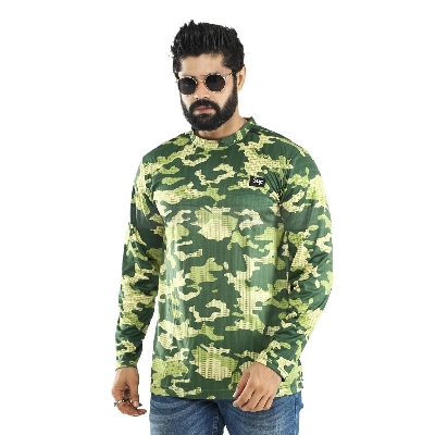 Picture of Printed full sleeve tshirt for men | Olive color tshirt for men