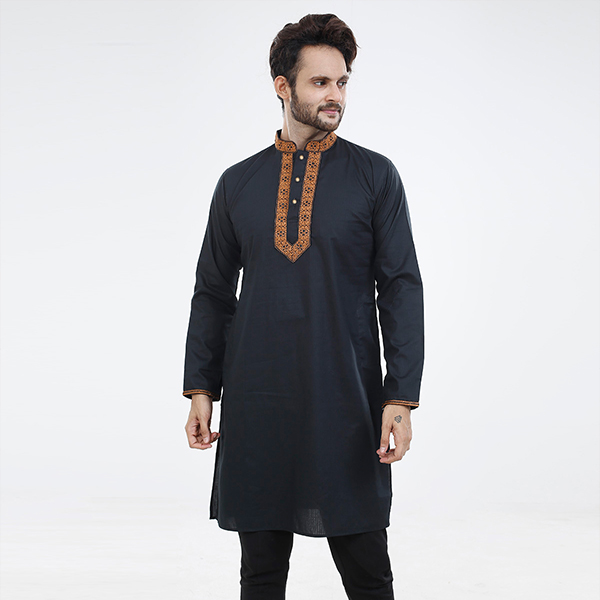 Picture of Navy blue embroidered panjabi for men low price | Premium panjabi collection 2024 | Panjabi for men new collection 2024 stylist black and blue
