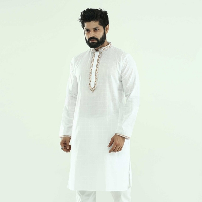 Picture of Panjabi for men cotton white | Premium panjabi for men new collection 2024 | Panjabi for men new collection 2024 stylist brand