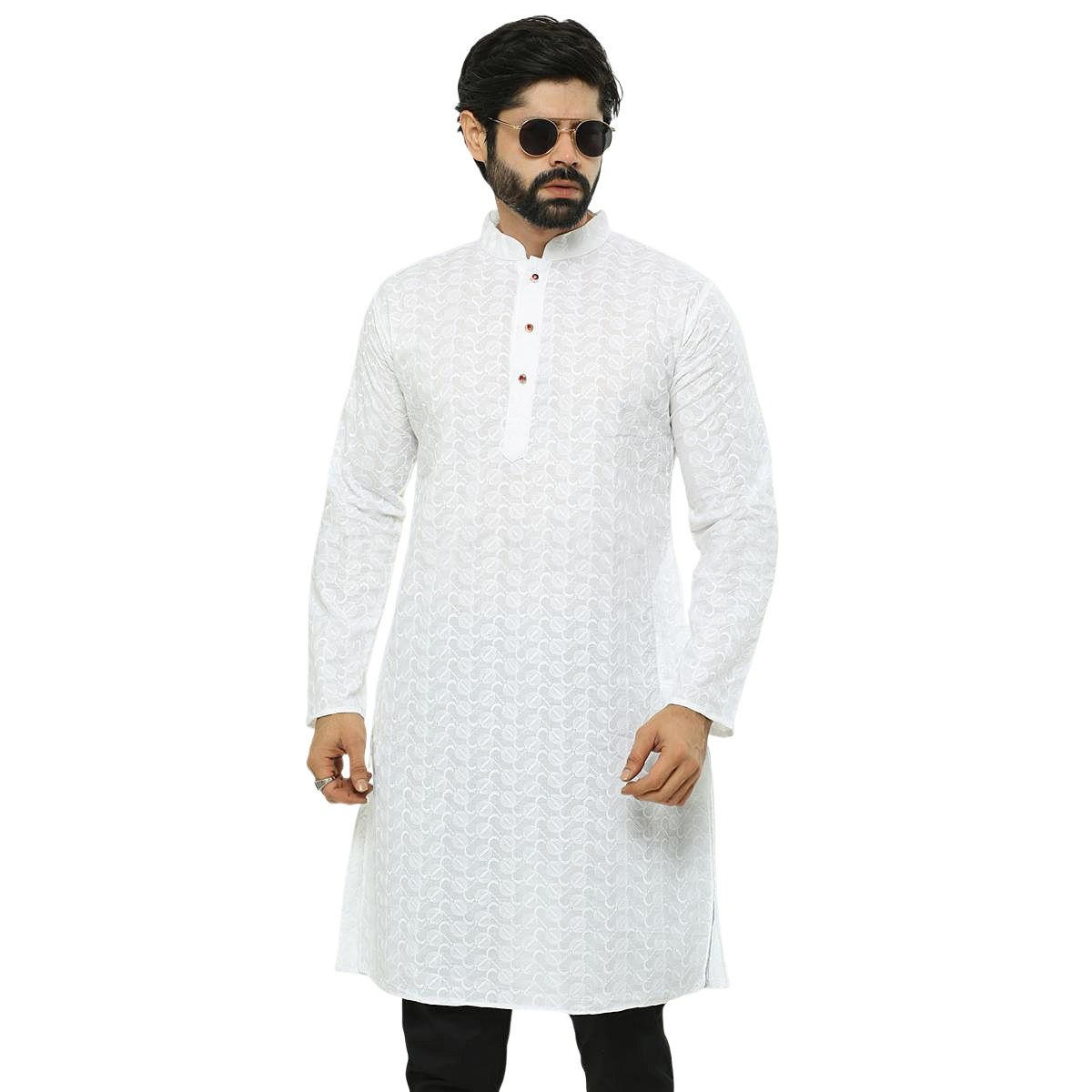 Picture of High quality panjabi for men cotton white | Premium panjabi for men new collection 2024 | Indian panjabi for men new collection 2024 stylist brand