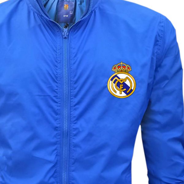 Picture of Real madrid jacket for men | Waterproof jacket for men | Lake blue jacket for men winter | Biker jacket for men winter | Windproof jacket for men new collection 2024 | Air proof double part jacket for men at low price