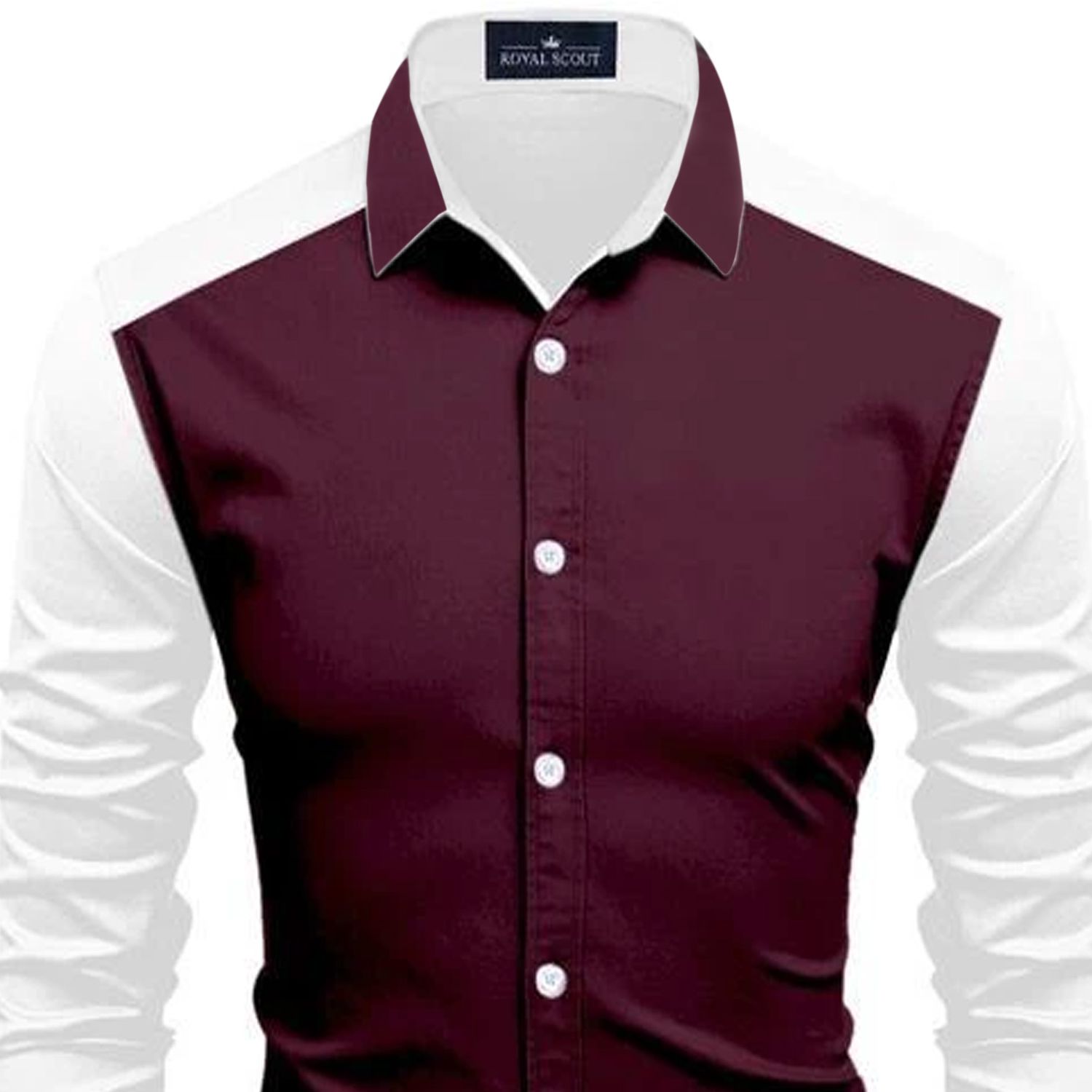 Picture of Maroon Cotton Full Sleeve Shirt For Men | Maroon shirt for men new 2024 brand stylish