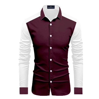Picture of Maroon Cotton Full Sleeve Shirt For Men | Maroon shirt for men new 2024 brand stylish
